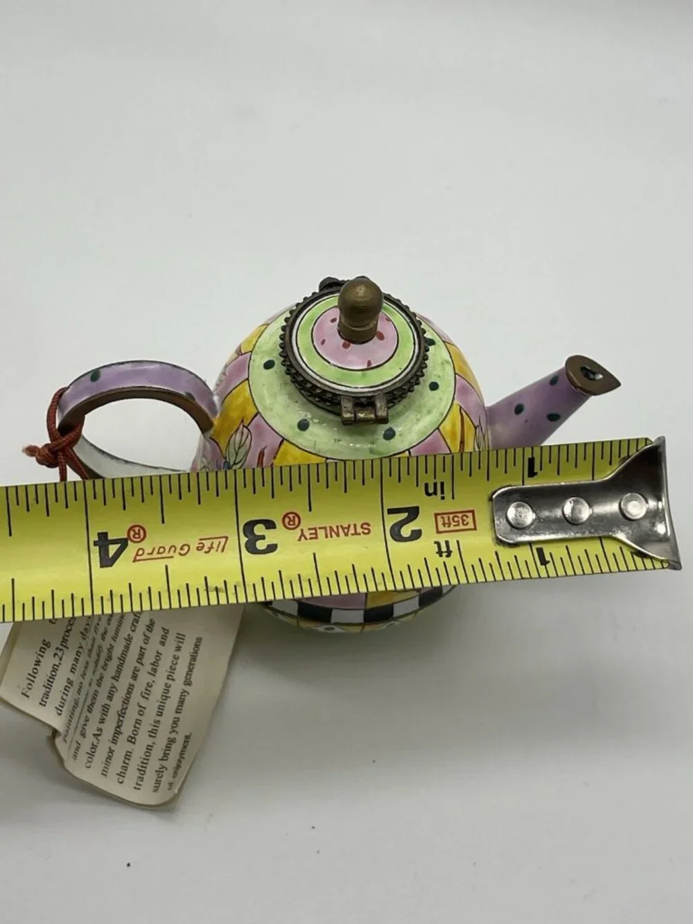 Kelvin Chen Hand Painted Enamel Mini Teapot Trinket Box No. 24 COA Dragonfly